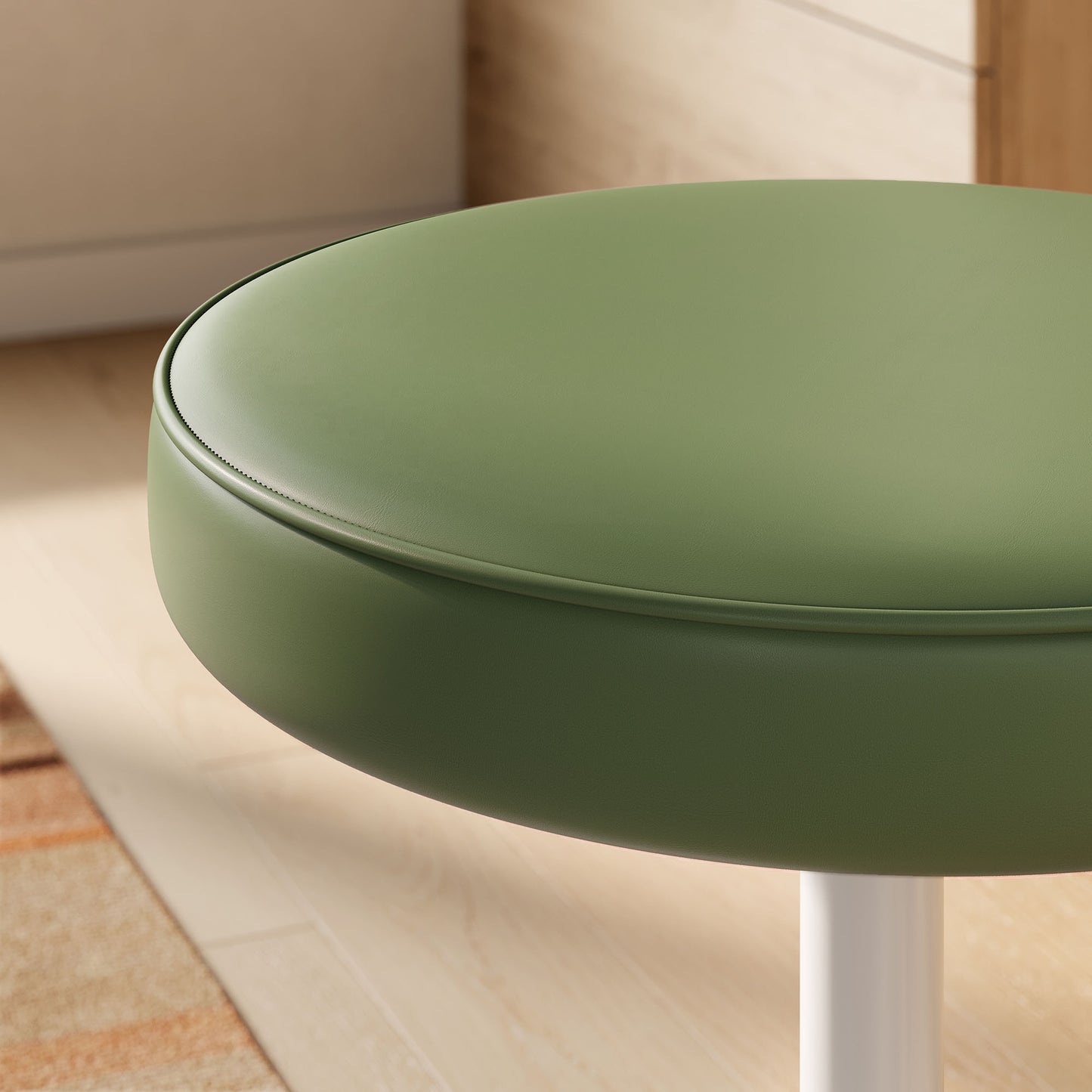 Modway - Lippa Vegan Leather Round Stool by Modway Bar and Dining Bar and Counter Stools Green - EEI-7264-LEA