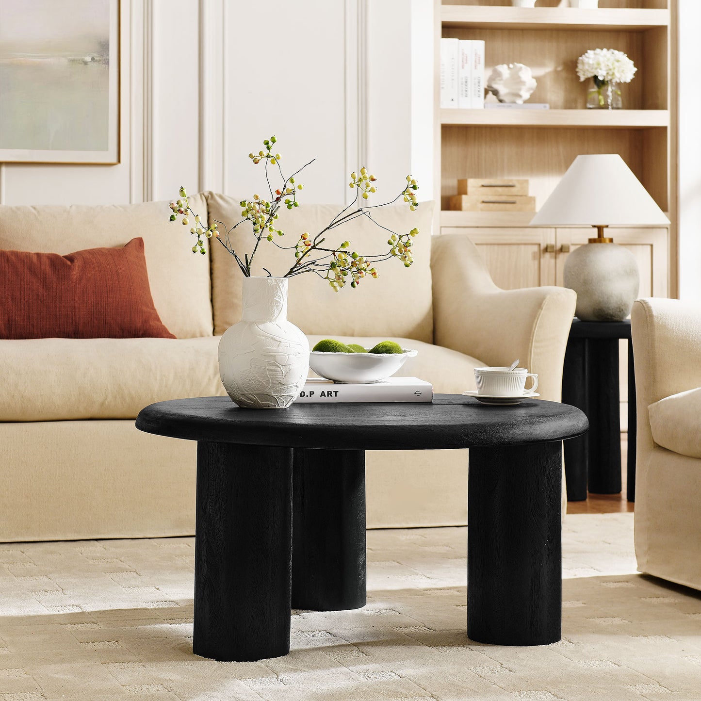 Modway - Mavina Round Mango Wood Coffee Table by Modway Living Room Tables Black - EEI-7286-BLK
