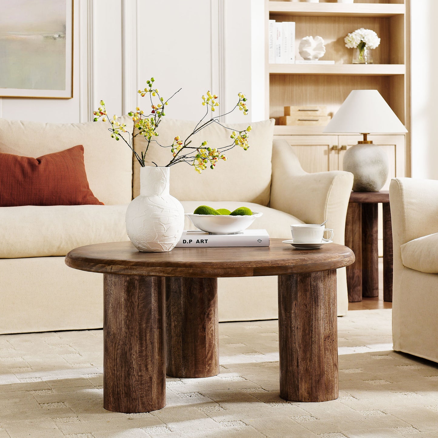Modway - Mavina Round Mango Wood Coffee Table by Modway Living Room Tables Brown - EEI-7286-WAL