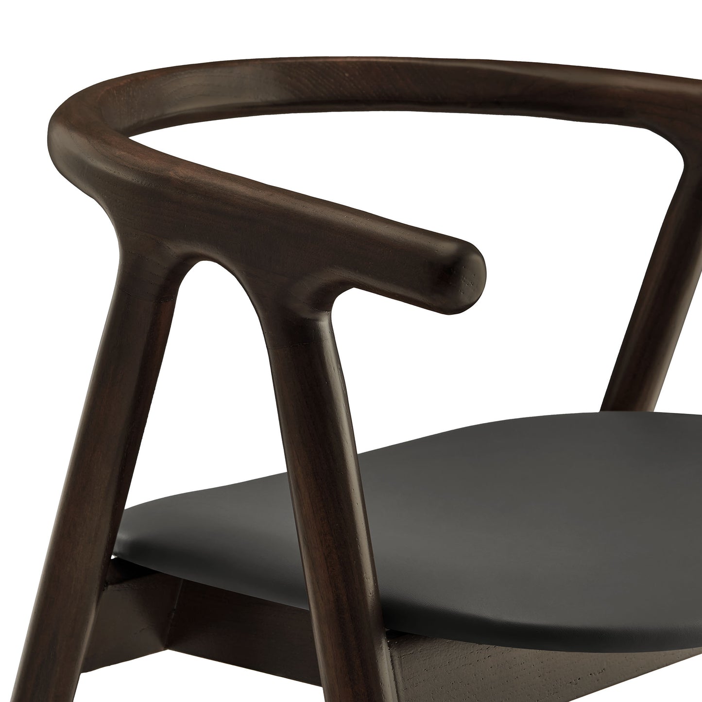 Modway - Henry Vegan Leather and Wood Dining Chair by Modway Bar and Dining Dining Chairs Black - EEI-7291-BLK