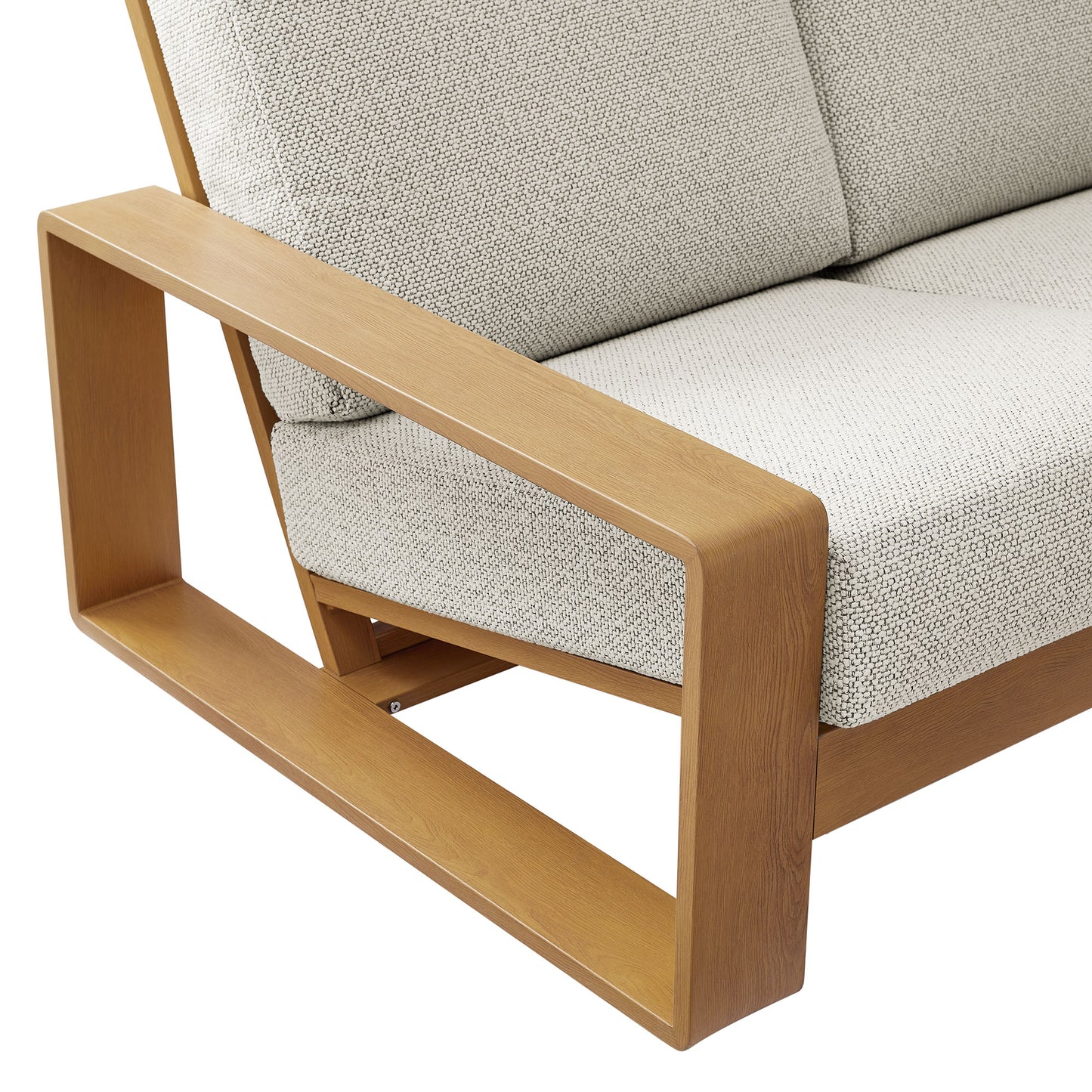 Modway - Lirienne Outdoor Patio Aluminum Faux Wood Sofa by Modway Outdoor Furniture Sofa Sectionals White - EEI-7298-IVO-NAT