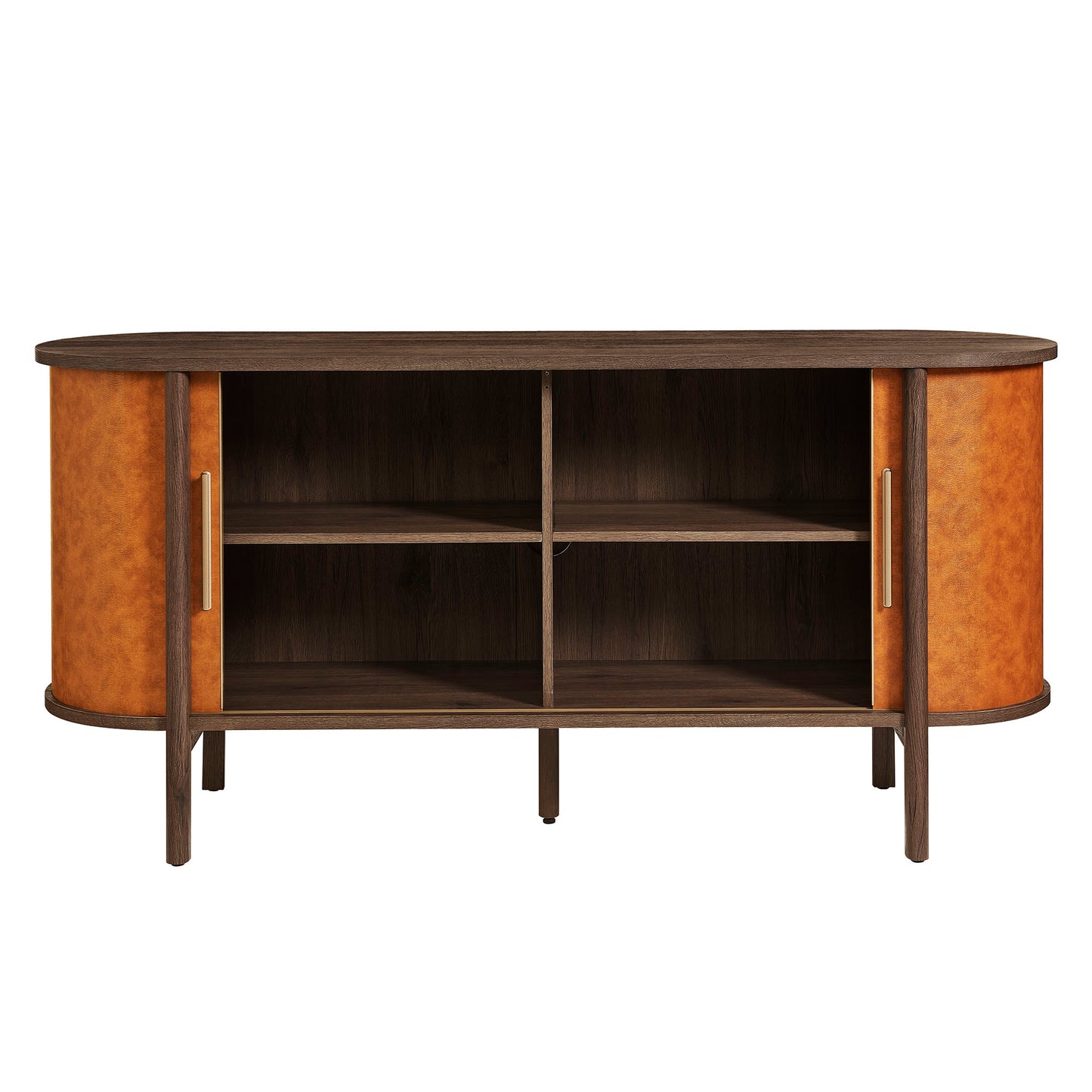 Modway - Coralie Curved Vegan Leather Oval Sideboard by Modway Living Room Decor Walnut Tan - EEI-7373-WAL-TAN