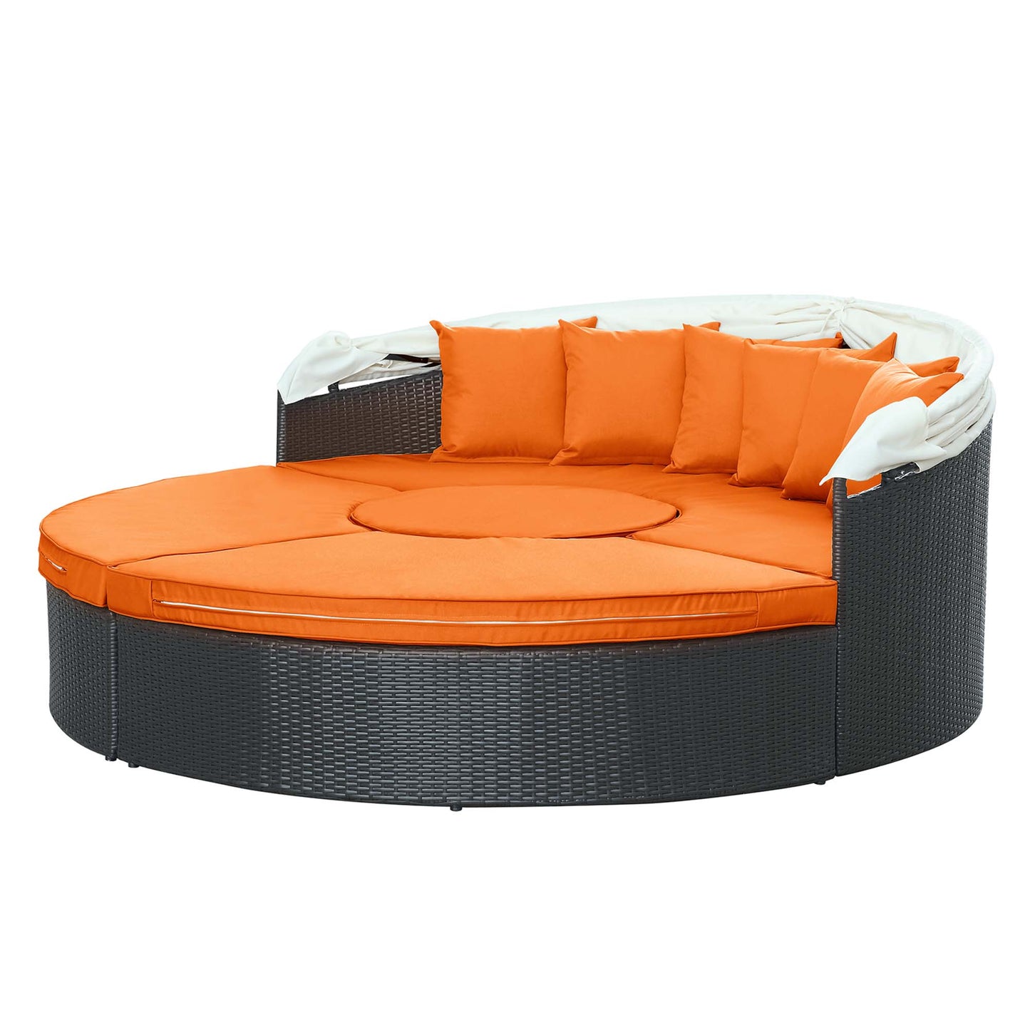 Modway Outlet Quest Outdoor Patio Wicker Rattan Canopy Sectional Daybed by Modway Outdoor Furniture Furniture Espresso Orange - EEI-983-EXP-ORA-SET