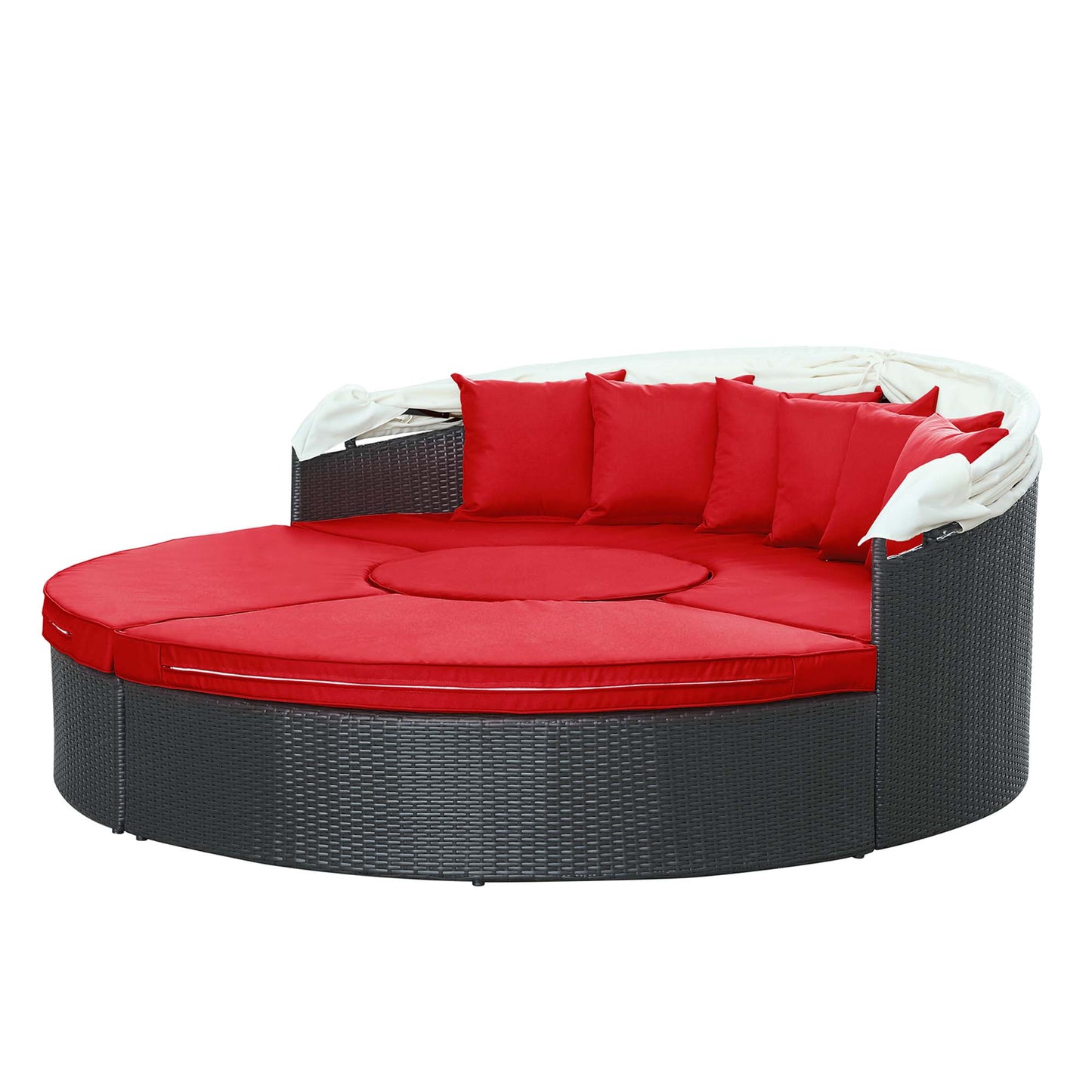 Modway Outlet Quest Outdoor Patio Wicker Rattan Canopy Sectional Daybed by Modway Outdoor Furniture Furniture Espresso Red - EEI-983-EXP-RED-SET