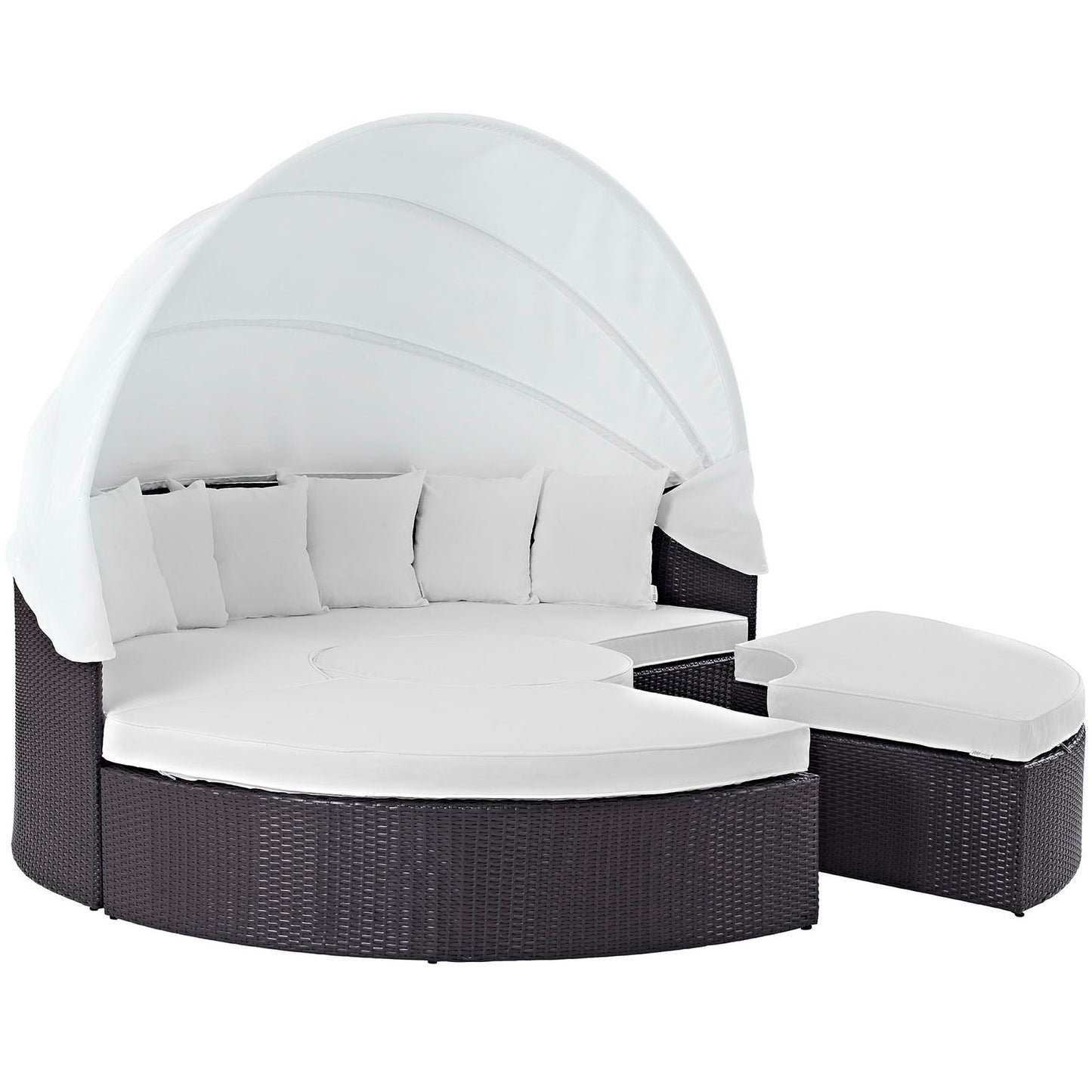Modway Outlet Quest Outdoor Patio Wicker Rattan Canopy Sectional Daybed by Modway Outdoor Furniture Furniture Espresso White - EEI-983-EXP-WHI-SET