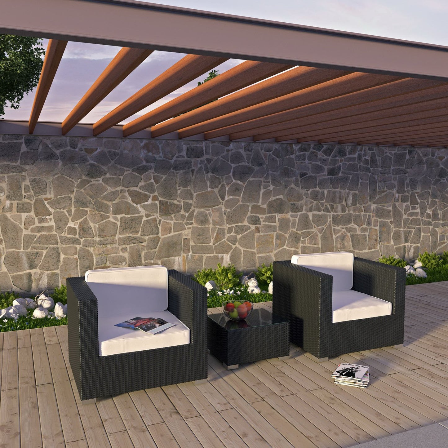 Modway - Burrow 3 Piece Outdoor Patio Sofa Set by Modway Outdoor Furniture Sofa Sectionals White - EEI-995-EXP-WHI-SET