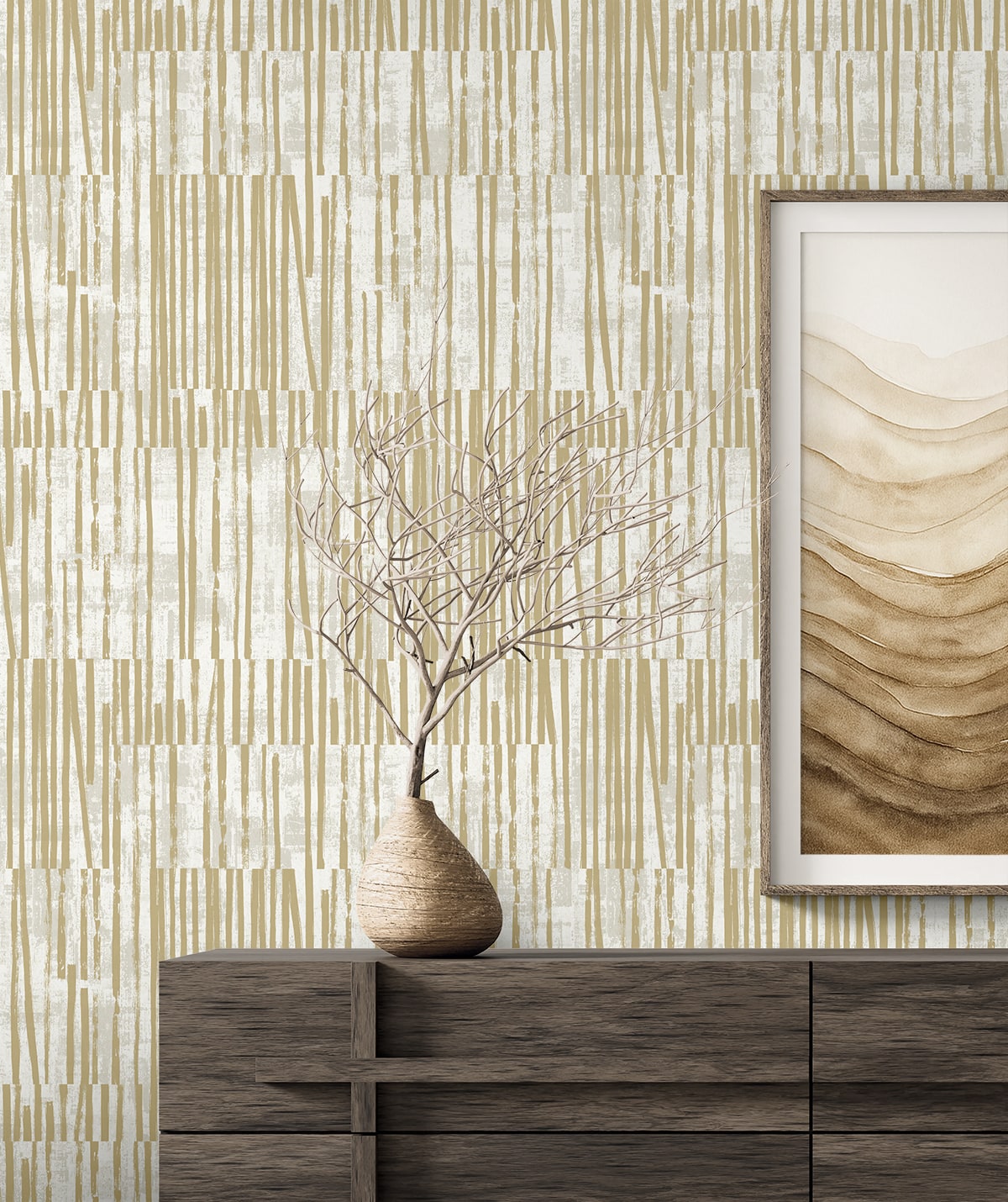 Seabrook Designs Serapha Lines Striped Contemporary Warm Neutrals, Beiges - EL20007