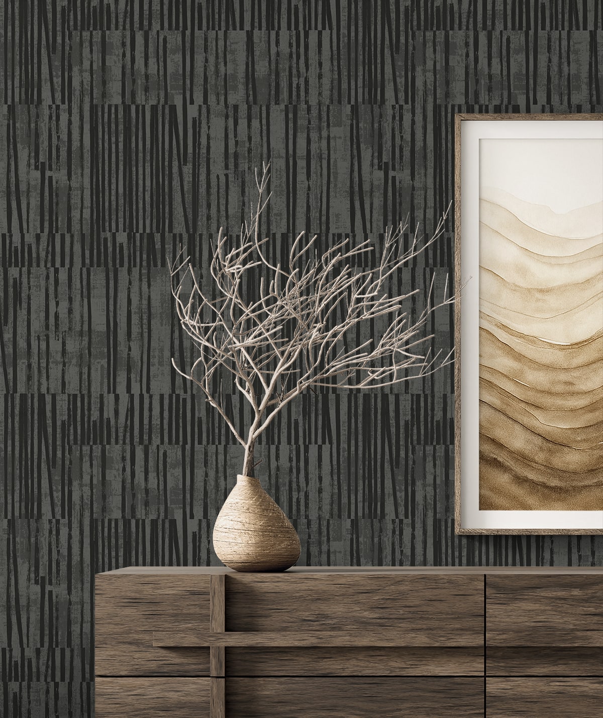 Seabrook Designs Serapha Lines Striped Contemporary Blacks - EL20008