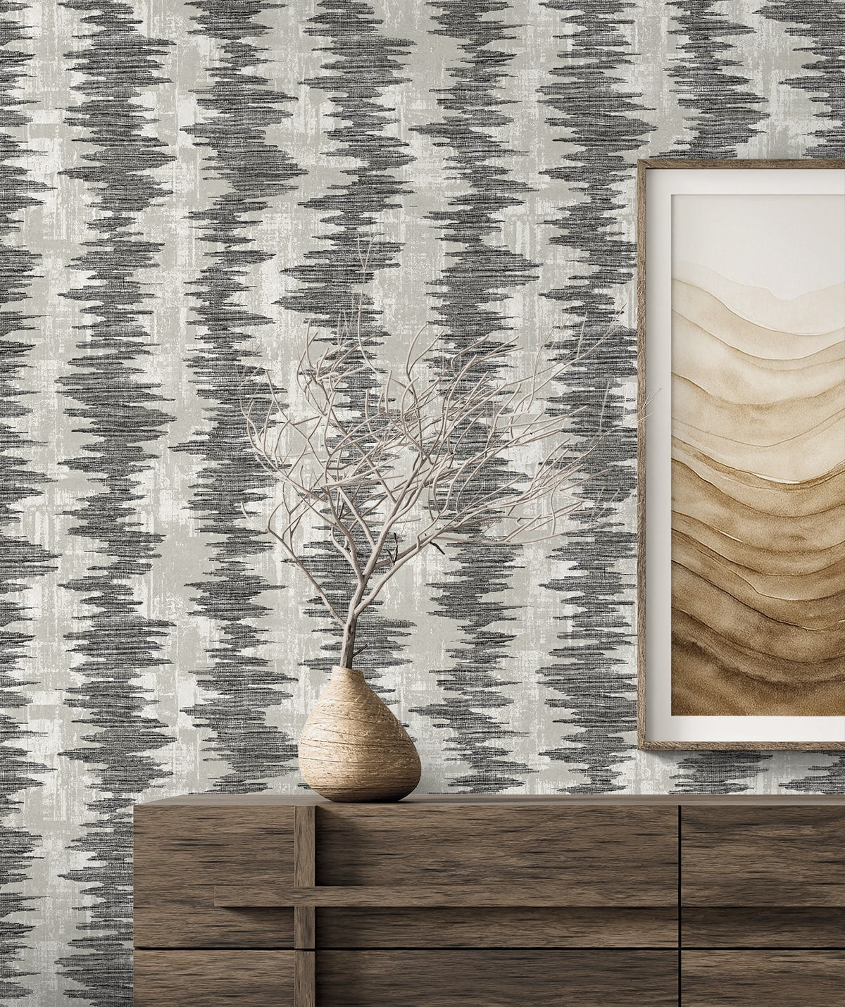 Seabrook Designs Noctara Striped Contemporary Blacks - EL20200