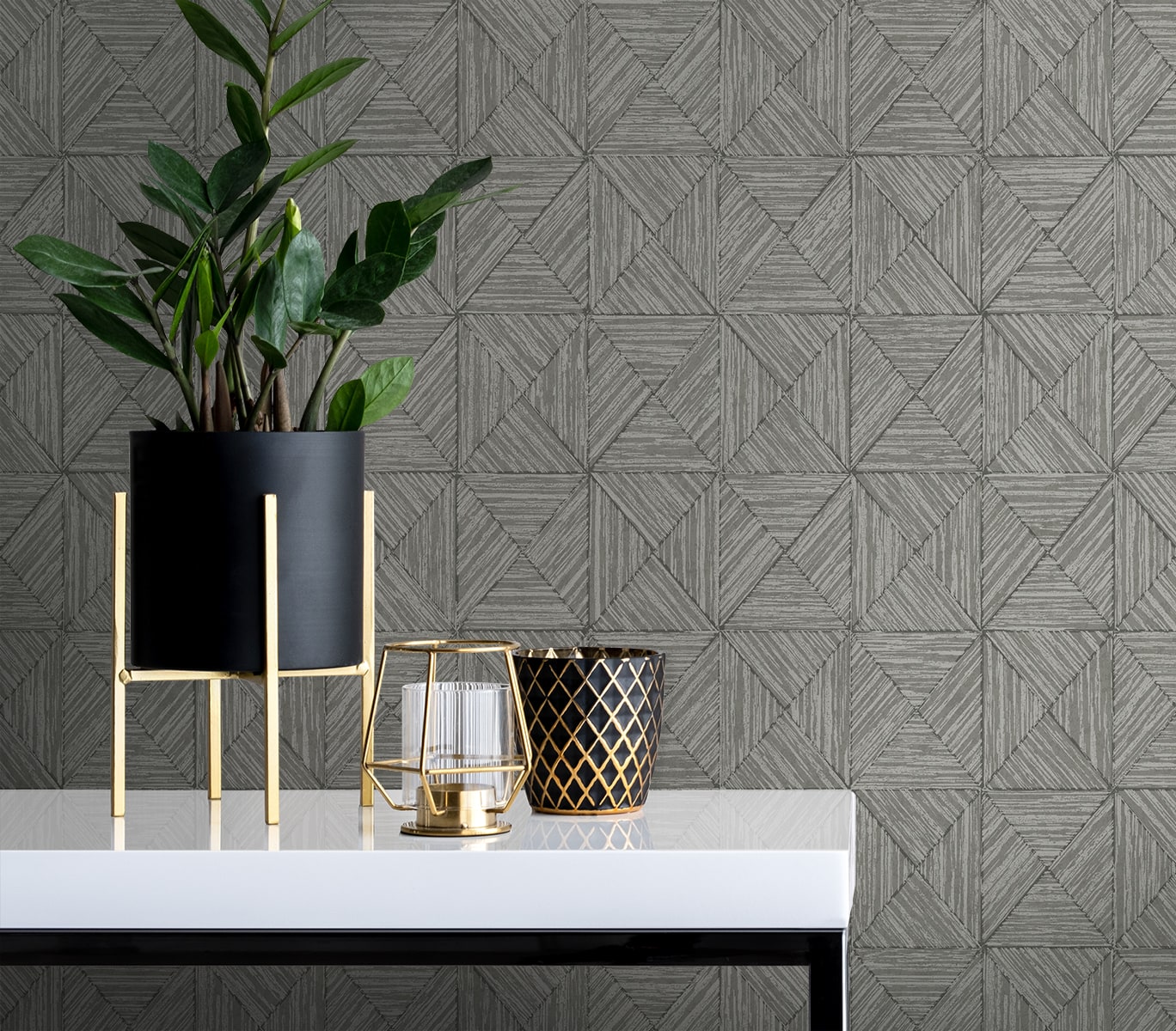 Seabrook Designs Lunoria Geometric Contemporary Grays - EL20508