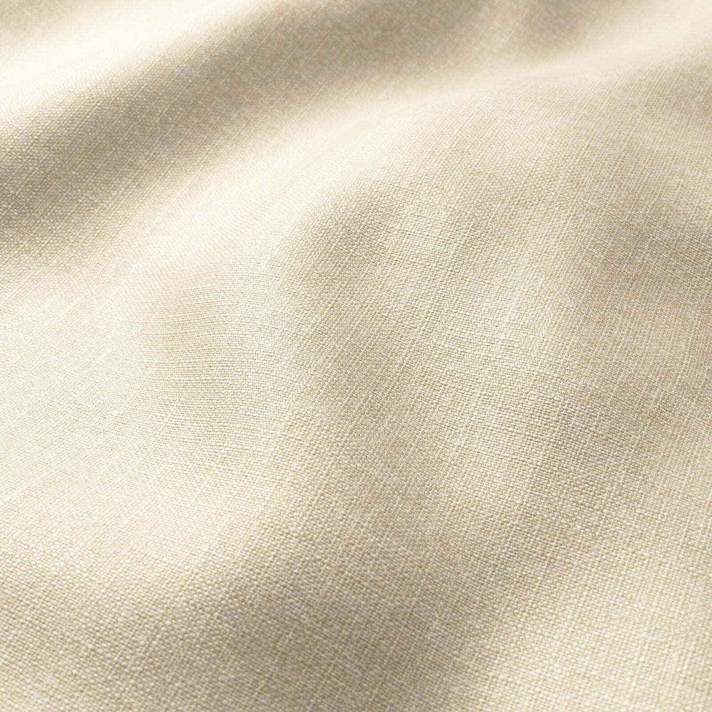 Beige woven fabric with subtle texture and soft folds, linen-style material.