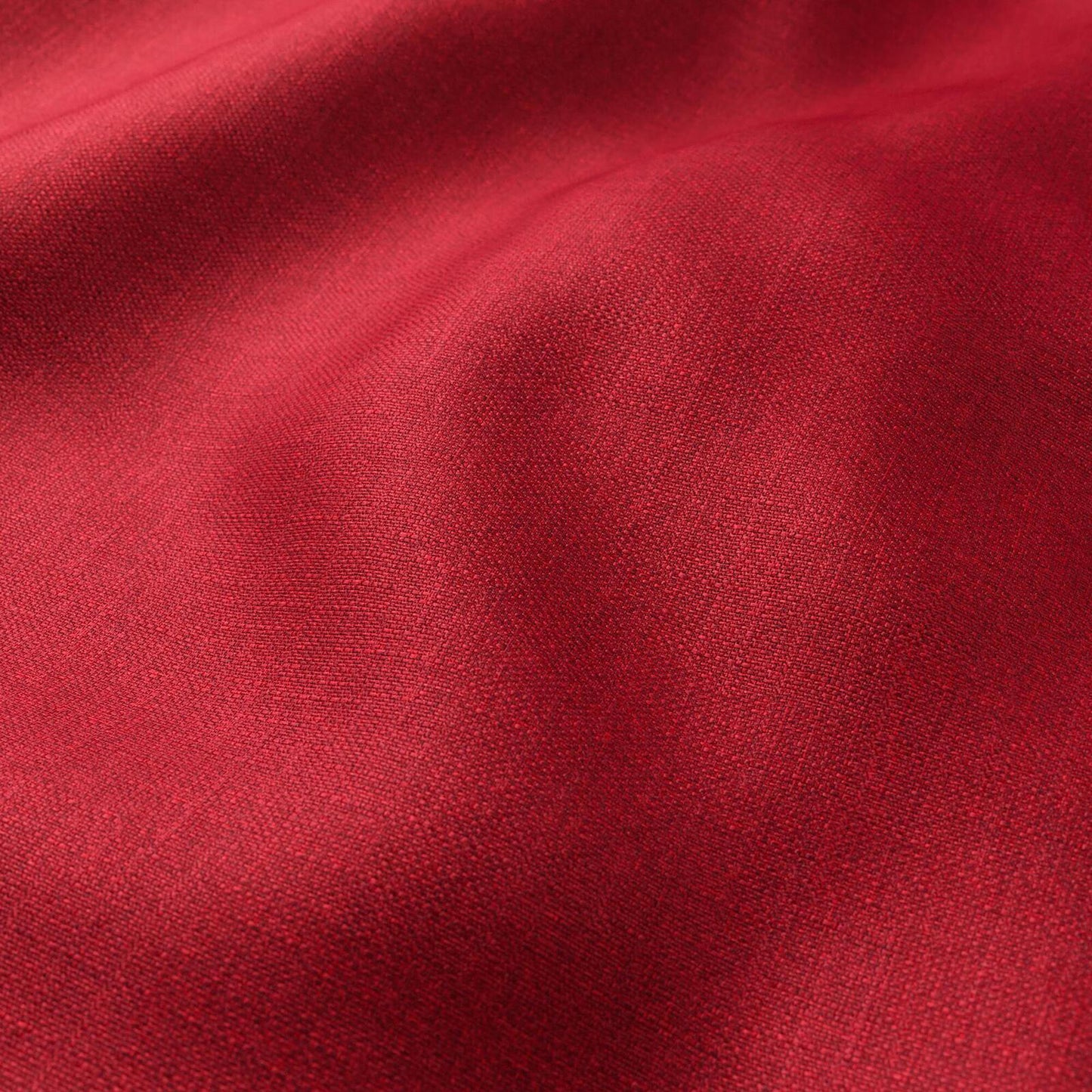 Deep red fabric with subtle sheen and soft folds; smooth, silky finish suited for dresses or linings.