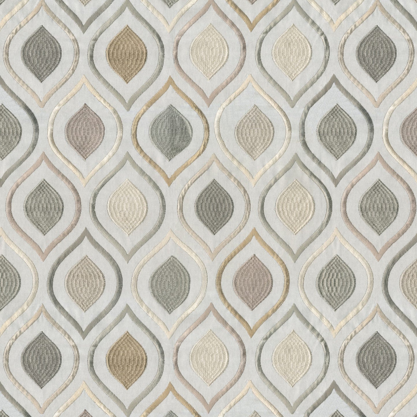 JF Fabrics EMULATE 17 Fabric Ogee,Traditional Cream,Gold,Green Embroidery - 8430317 J8581
