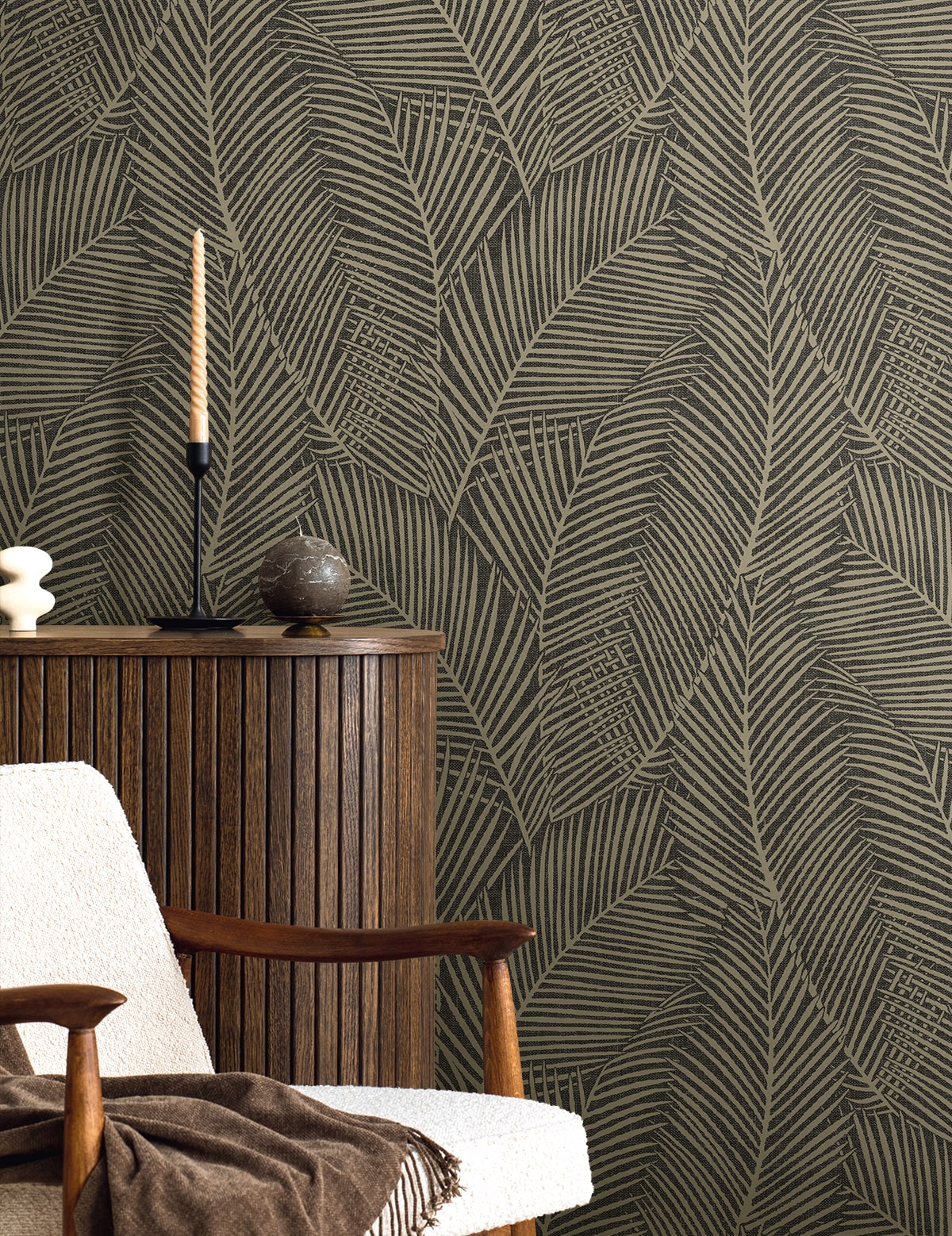 Seabrook Designs Pampas Palm Botanical Contemporary Browns , Taupes - EN41010