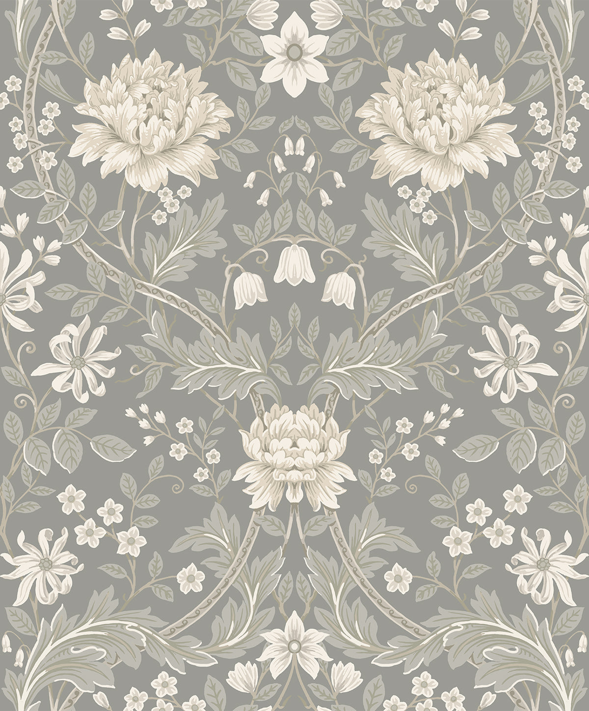 Etten Studios Etten Prepasted Wallcoverings Honeysuckle Floral Prepasted Floral Vintage Grey Matte - EP10008