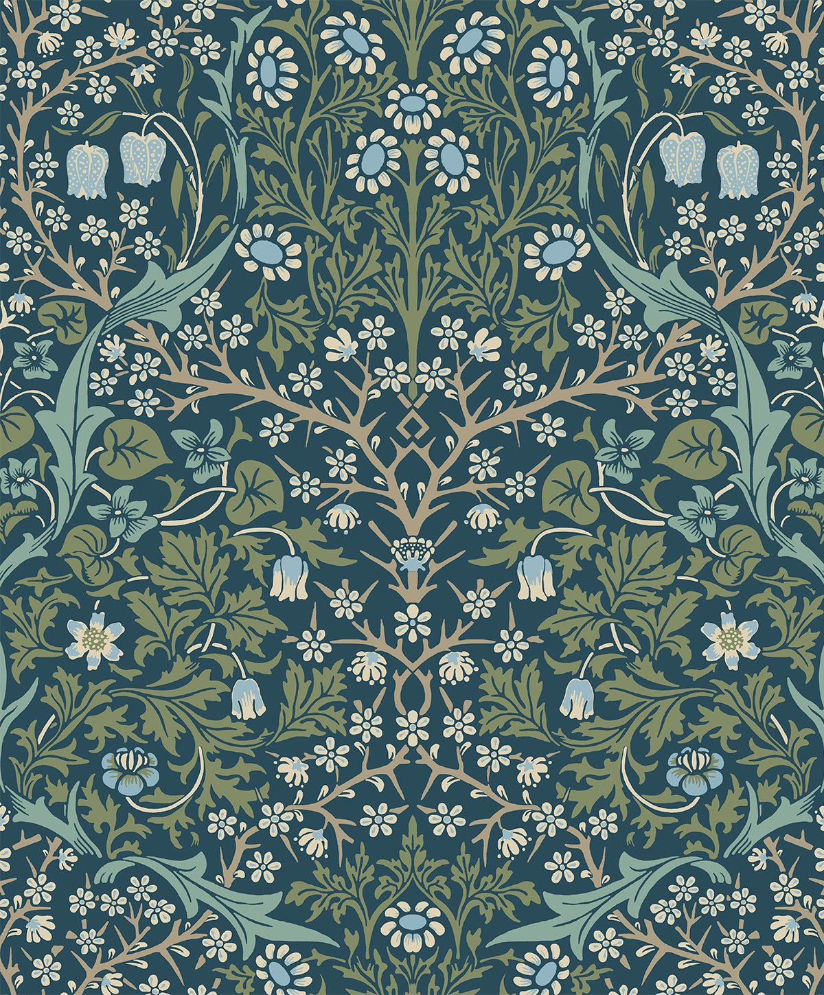 Etten Studios Etten Prepasted Wallcoverings Victorian Garden Floral Prepasted Floral Vintage Blue Matte - EP10102