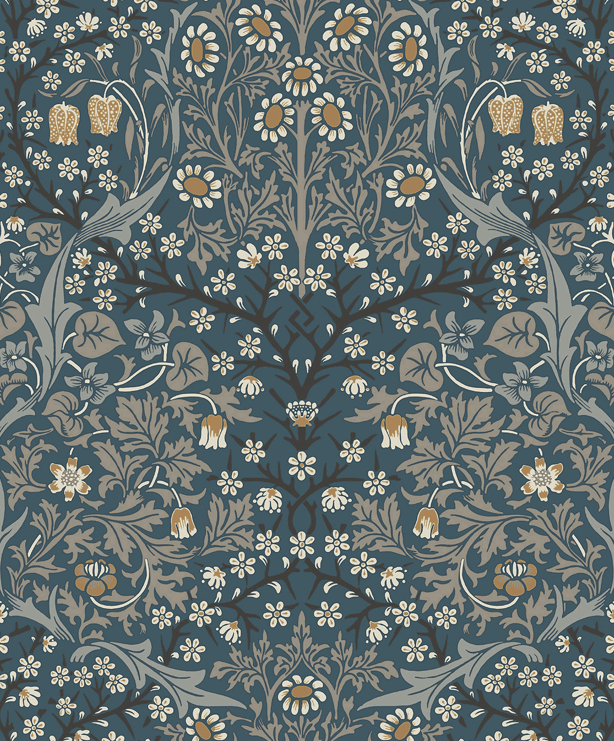 Etten Studios Etten Prepasted Wallcoverings Victorian Garden Floral Prepasted Floral Vintage Blue Matte - EP10112