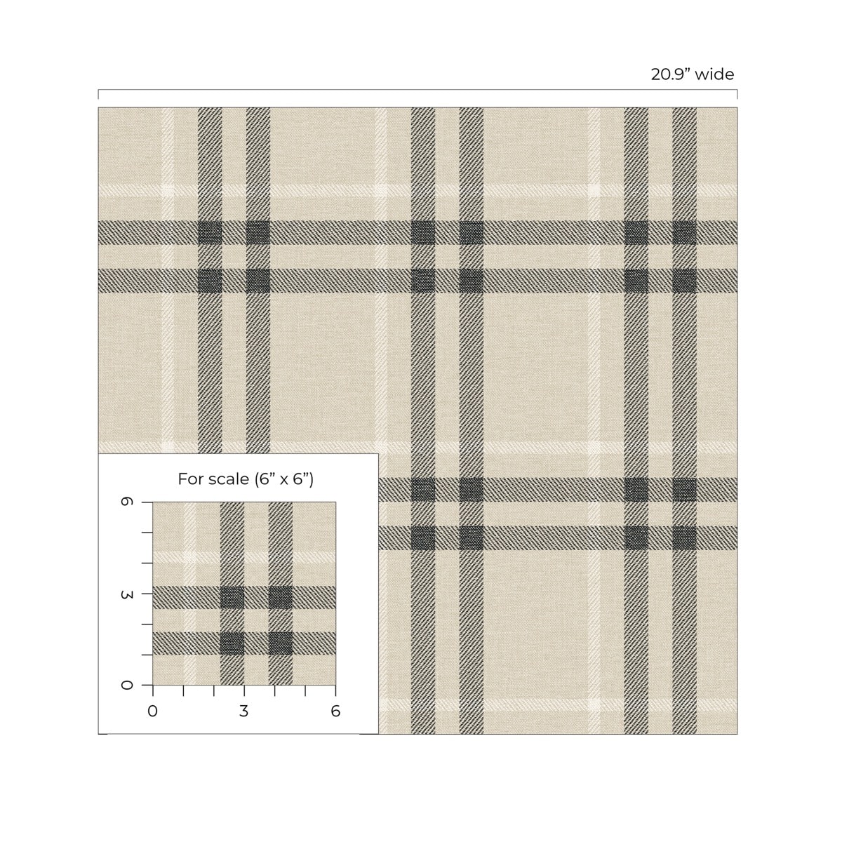 Etten Studios Calverlay Plaid Prepasted Plaid Traditional Beige - EP10805