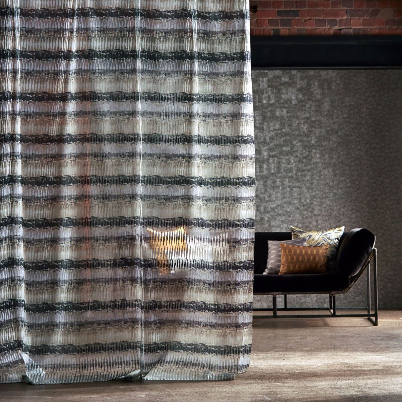 HARLEQUIN OUTLET Kiyoshi Fabric Stripes Parchment,Charcoal - ESHE131814