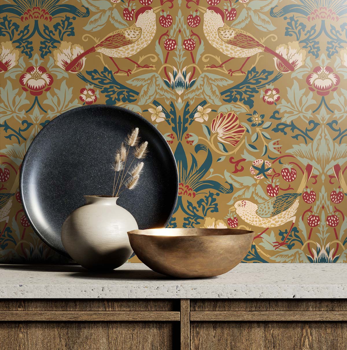 Etten Studios Legacy Prints Fragaria Garden Animal Print Vintage Gold Matte - ET11205