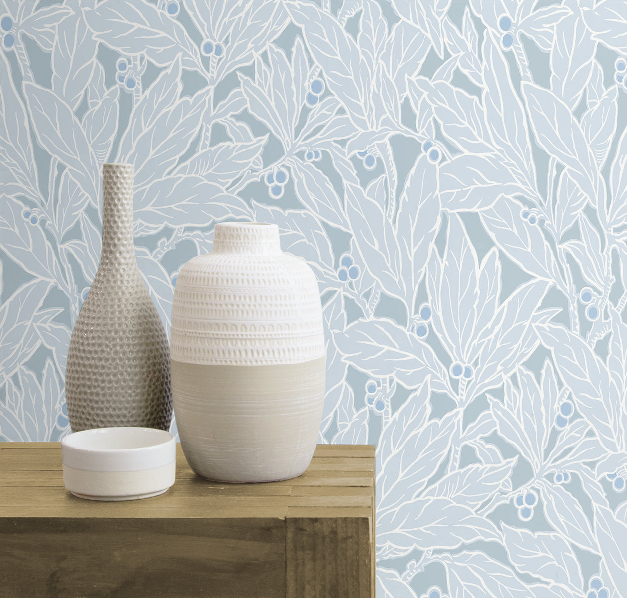 Etten Studios Legacy Prints Leaf and Berry Botanical Vintage Blue Matte - ET12802