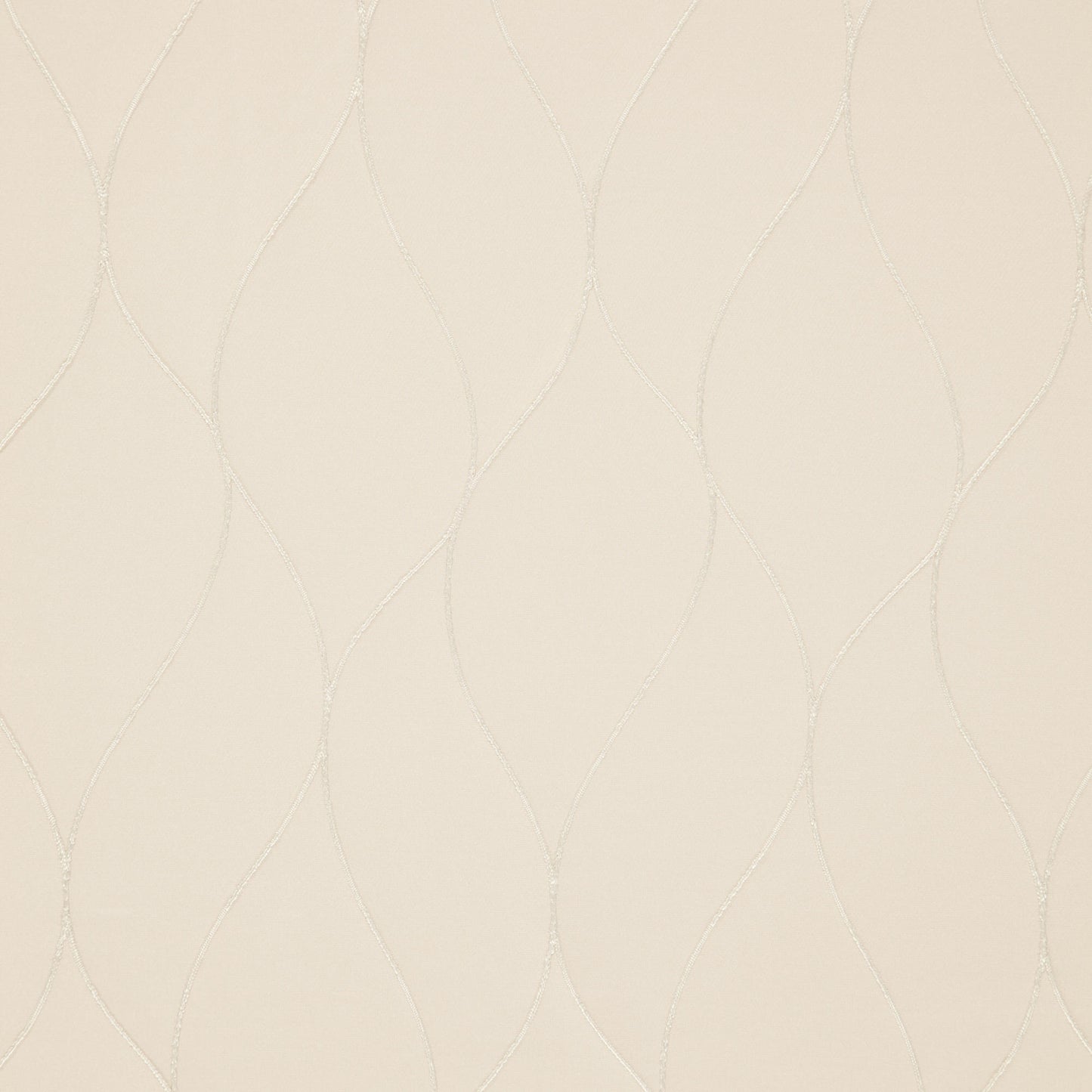 Beige fabric with subtle cream stitched curves forming an airy wavy geometric pattern.