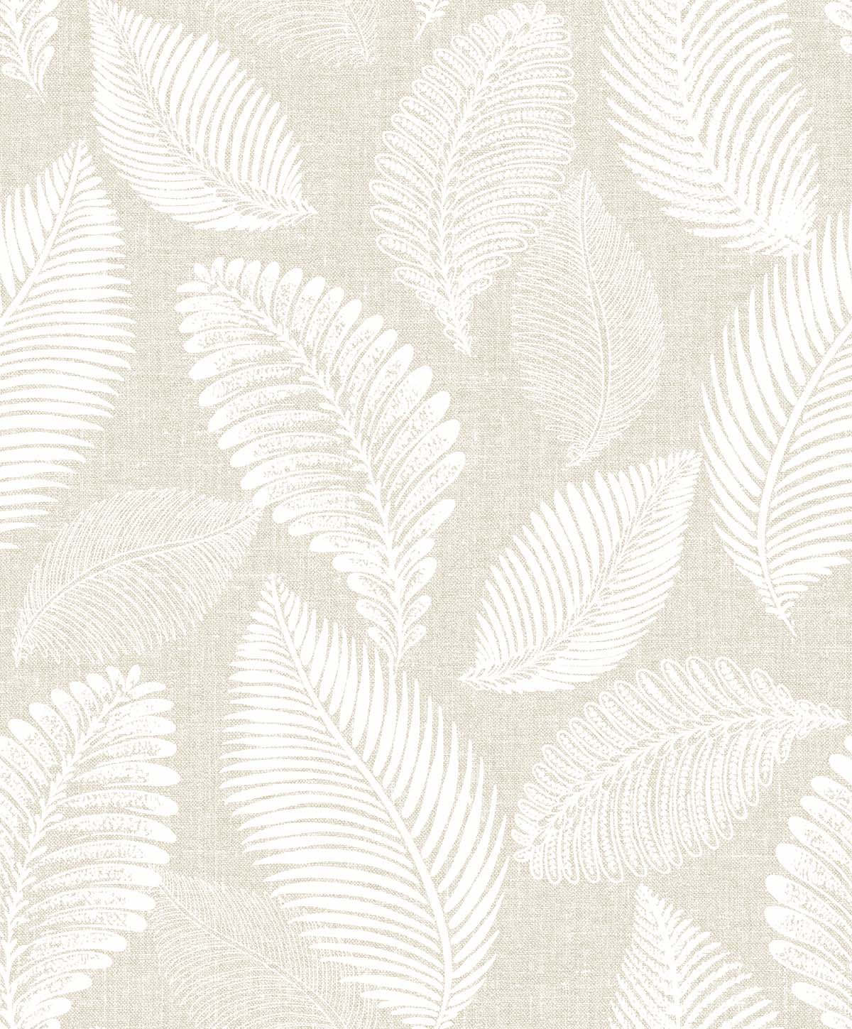 Seabrook Designs White Heron Tossed Leaves Botanical Contemporary Beige Matte - EW10005