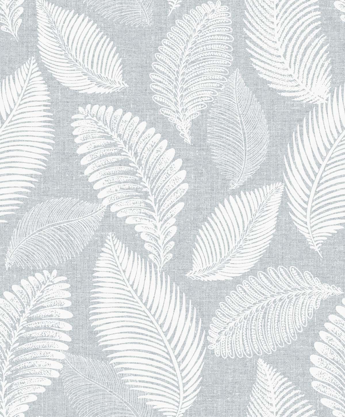 Seabrook Designs White Heron Tossed Leaves Botanical Contemporary Grey Matte - EW10028