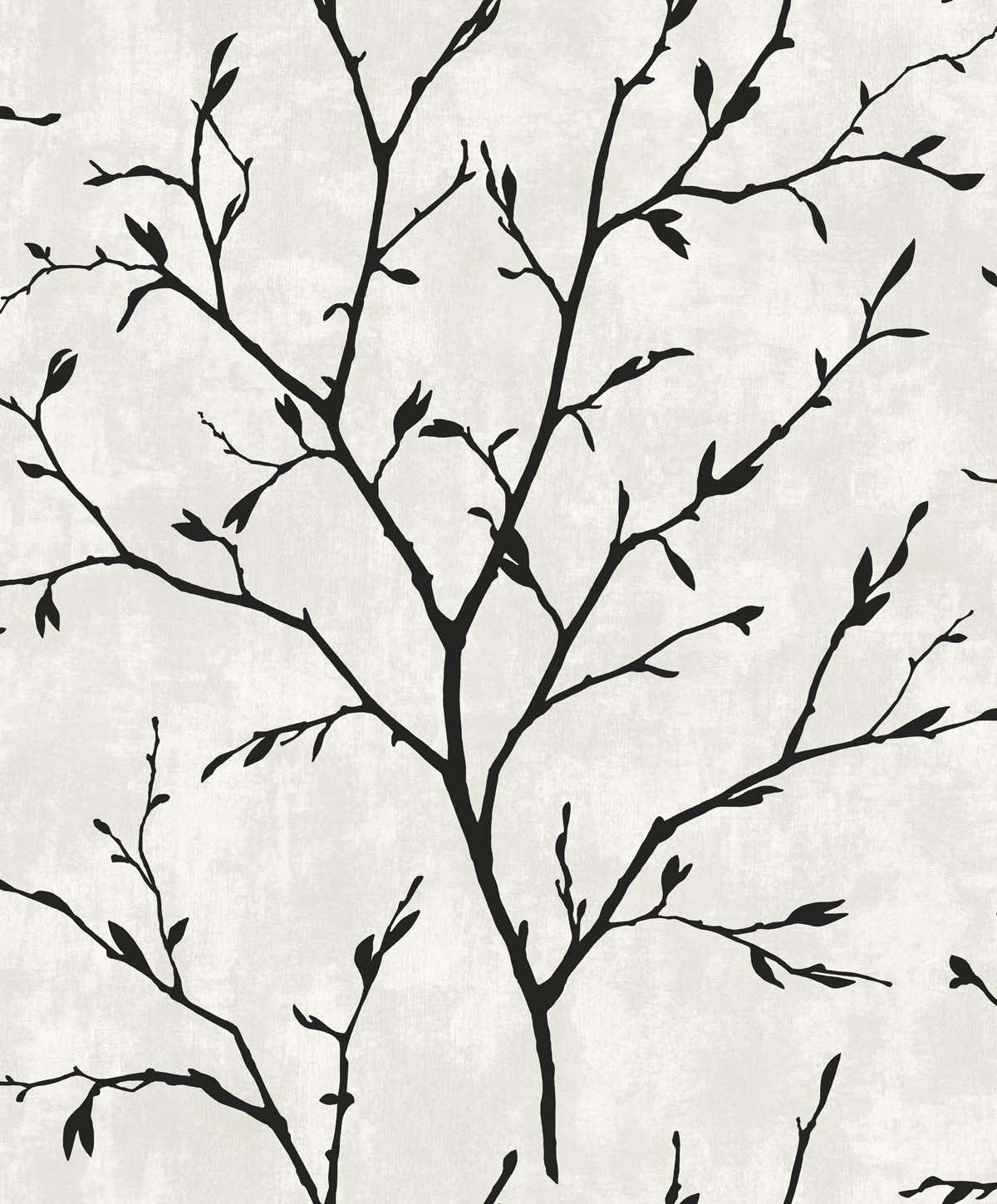 Seabrook Designs White Heron Avena Branches Botanical Contemporary Off-White Satin - EW10200