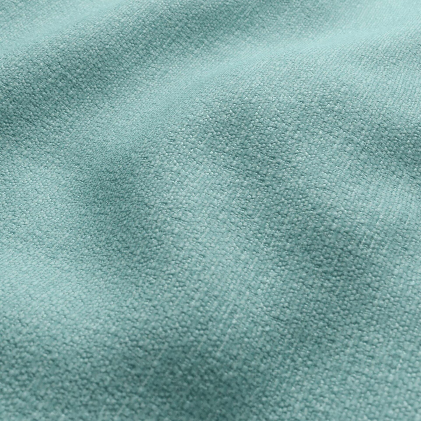 Aqua blue textured chenille fabric close-up, outdoor upholstery material.
