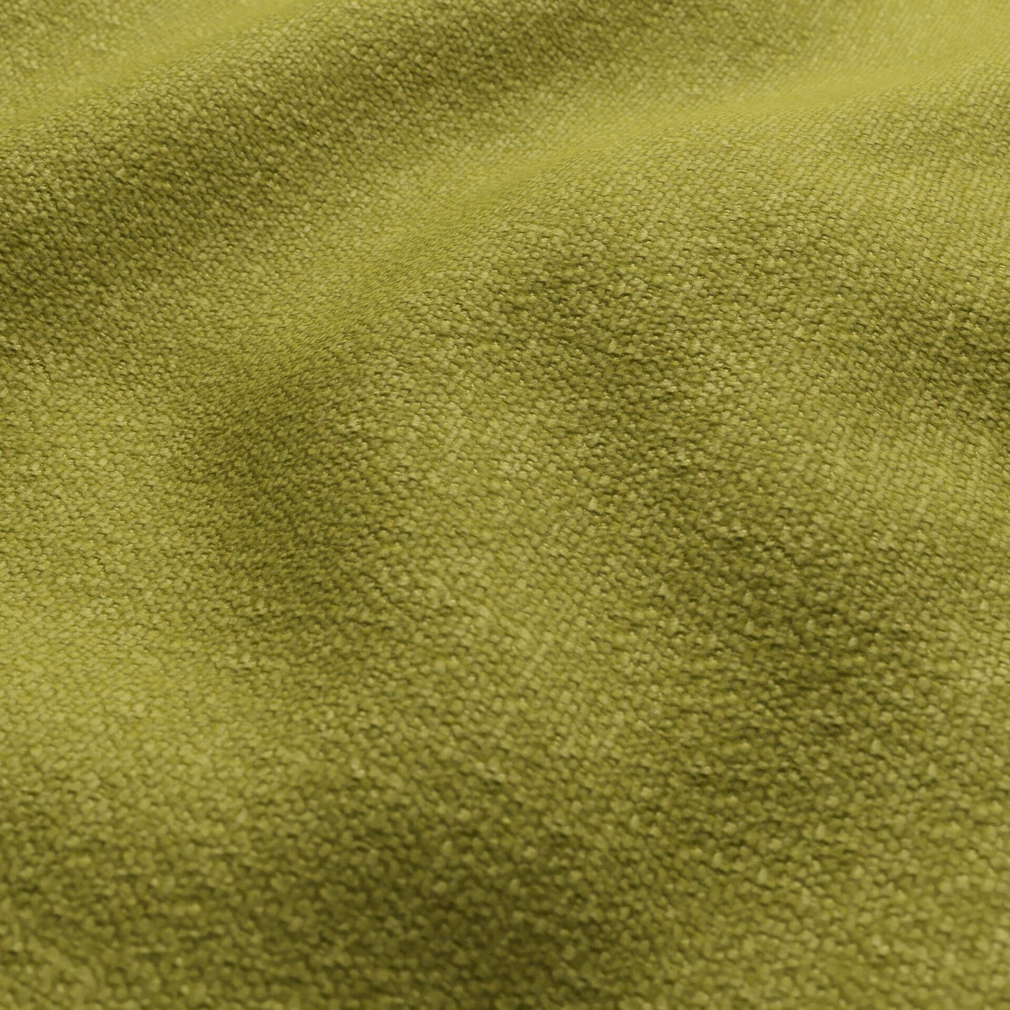 Olive green chenille outdoor fabric close-up showing a plush, textured surface.