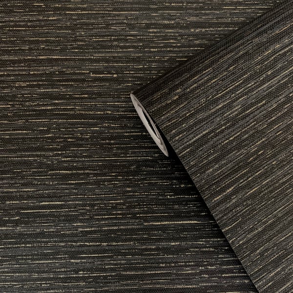 Galerie Wallcoverings Lustre Weave Galerie Wallcoverings Black - F-SR7008