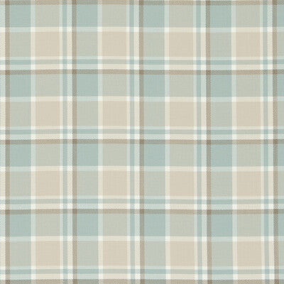 Soft plaid fabric in muted tones of light blue, beige, and white, ideal for clothing or home décor projects.
