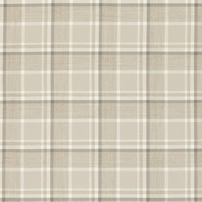 Light beige plaid fabric with soft white and gray lines, perfect for rustic or modern decor projects.