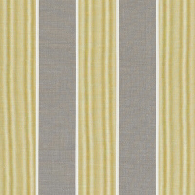 Textured fabric featuring alternating yellow and gray vertical stripes for upholstery or decorative accents.