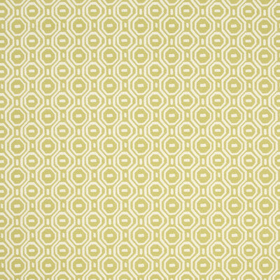 Light green fabric featuring an intricate geometric pattern of octagons and squares in white. Perfect for upholstery or décor.