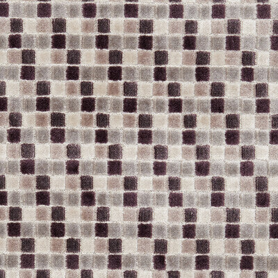 Soft textured rug featuring a geometric checkered pattern in shades of gray, beige, and dark brown, ideal for cozy spaces.