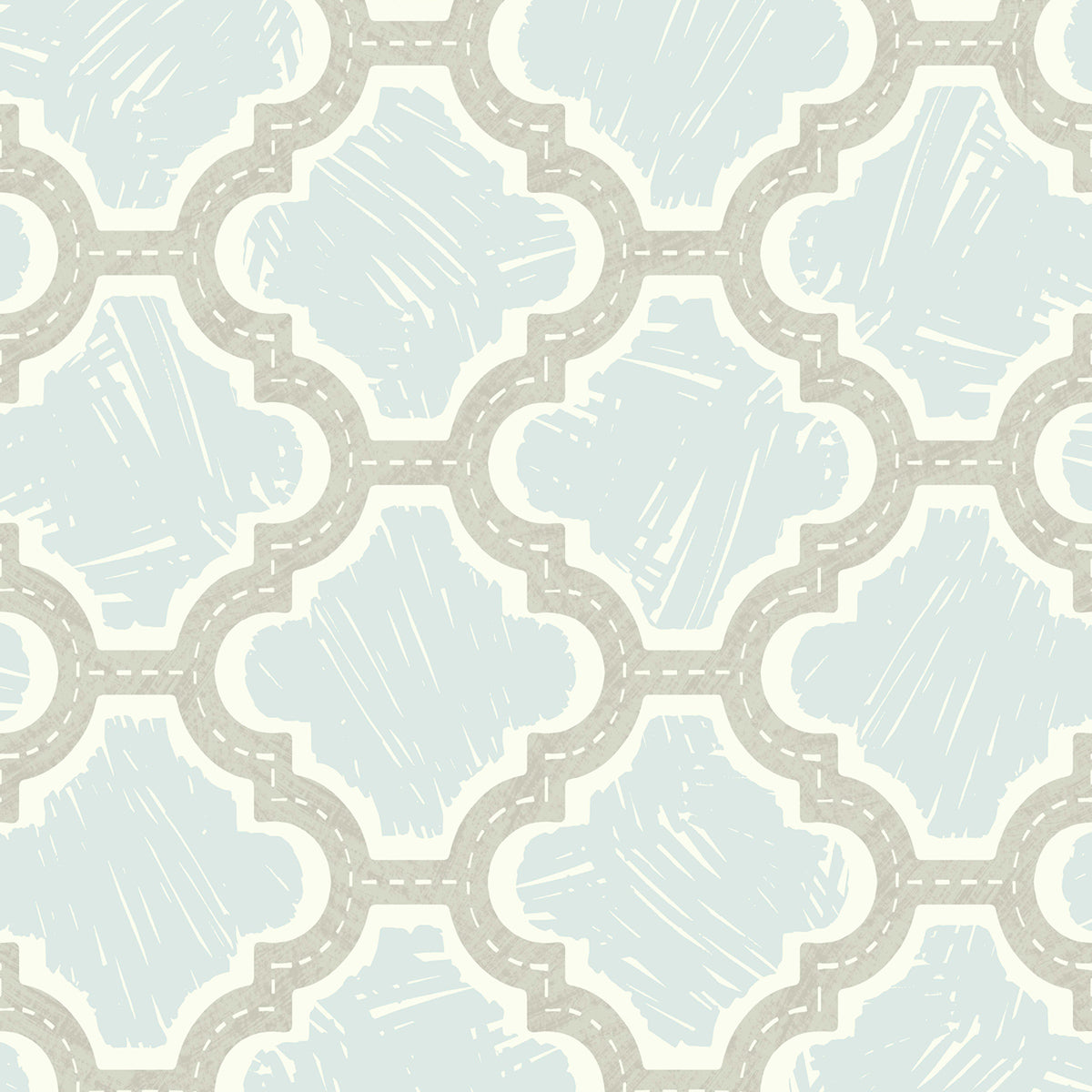 Seabrook Designs Racetrack Ogee Ogee Kids/Nursery Gray , Powder Blue - FA40408
