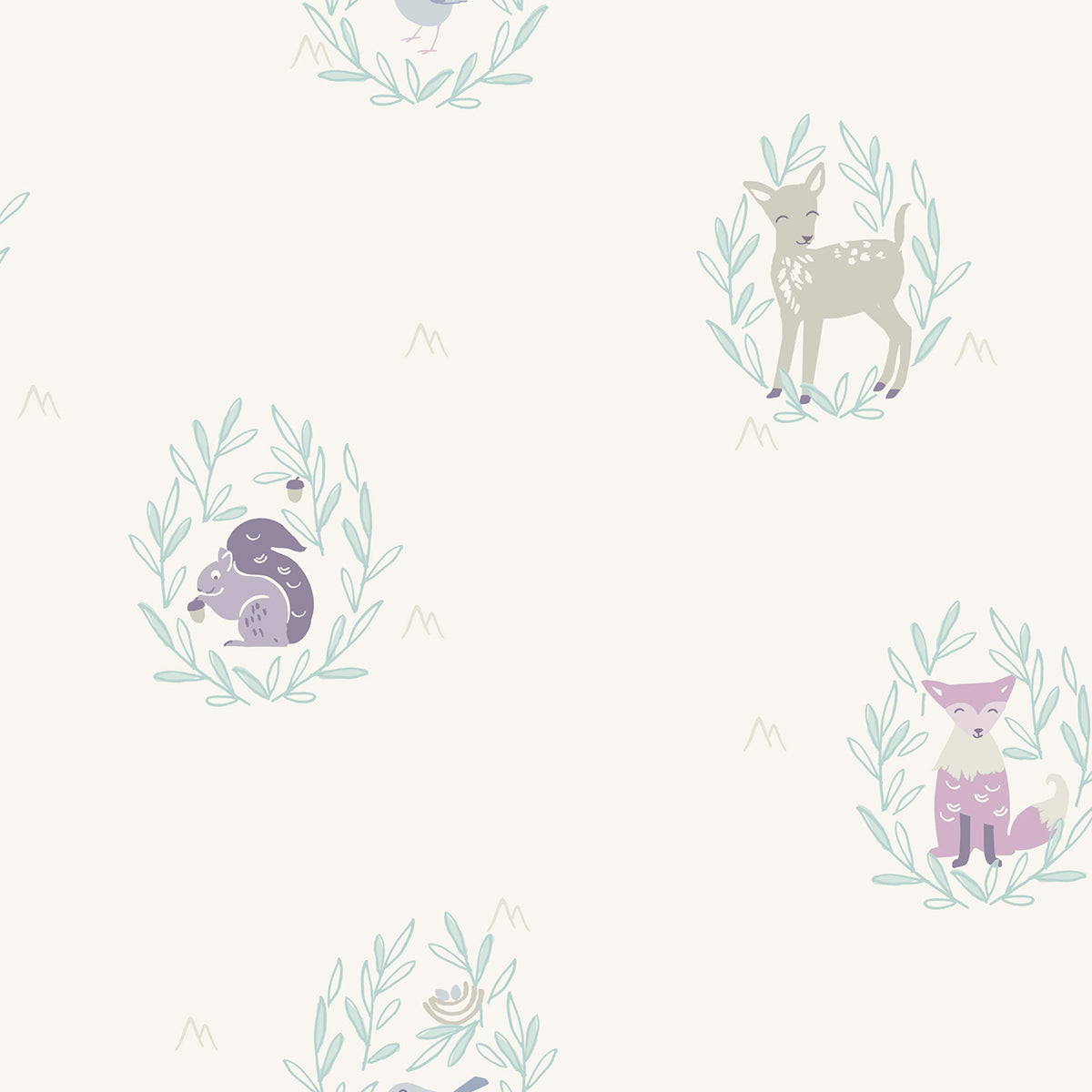 Seabrook Designs Furry Friends Animal Print Kids/Nursery Blue, Gray, , Purple - FA41109