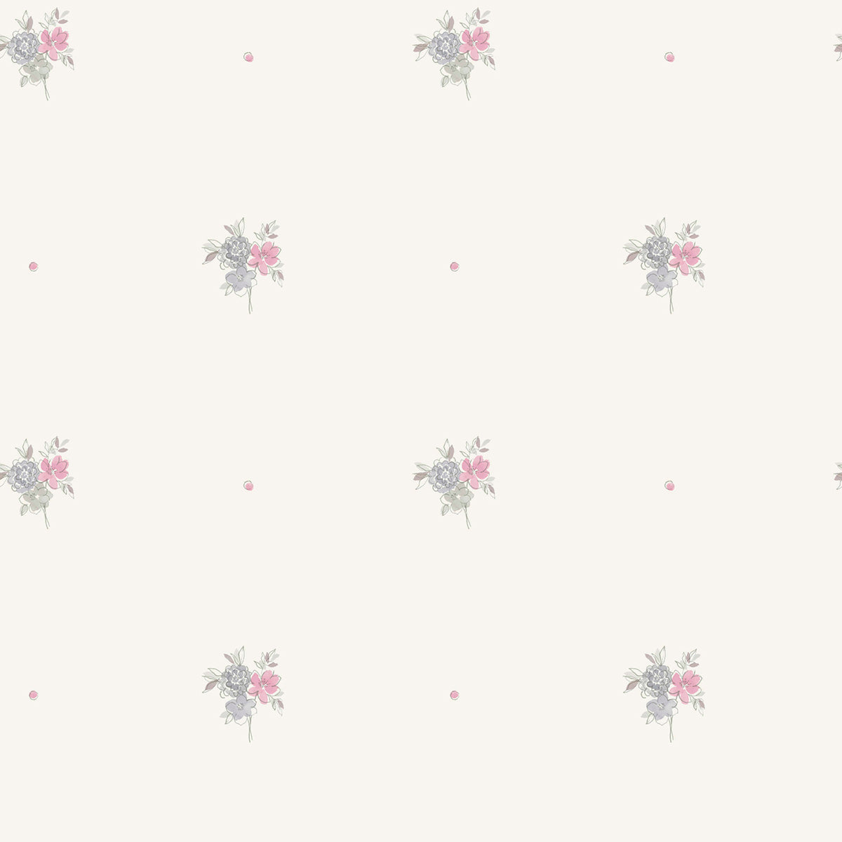 Seabrook Designs Little Posy Floral Kids/Nursery Gray , Bubblegum - FA41508