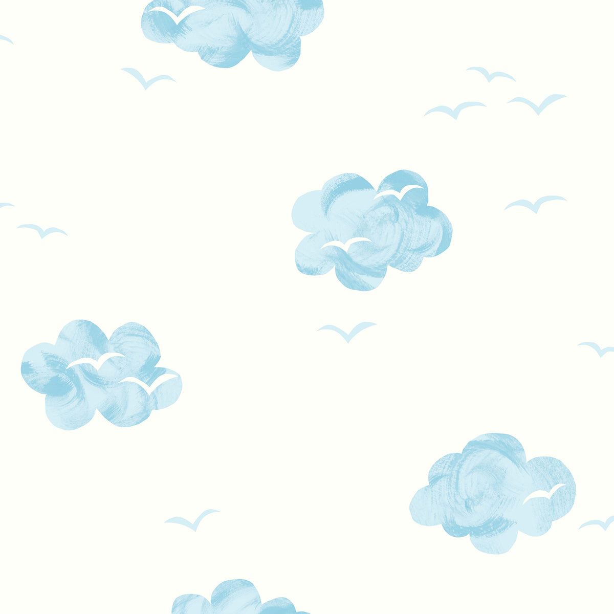 Seabrook Designs Daydream Illustration Kids/Nursery White , Sky Blue - FA42006