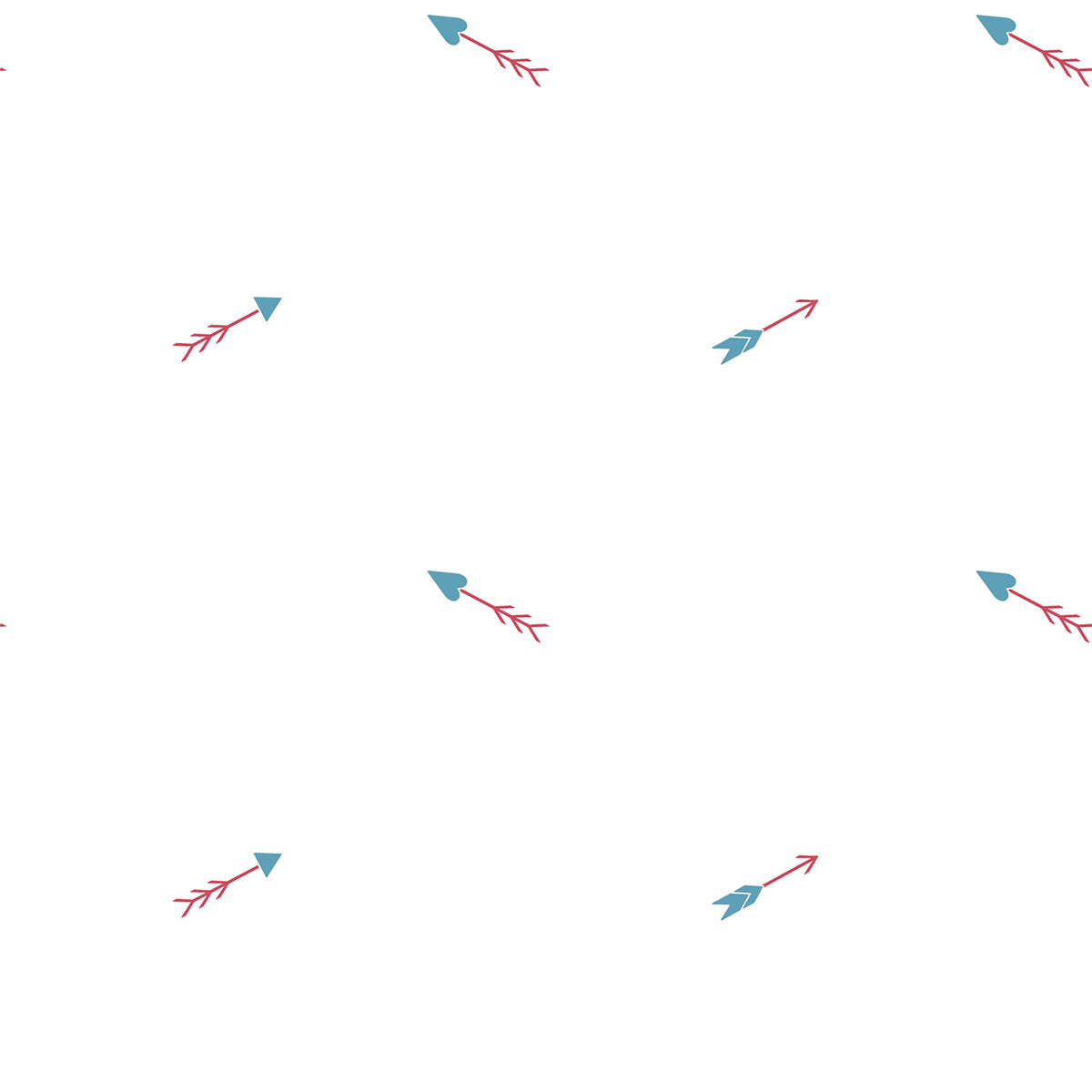 Seabrook Designs Hearts and Darts Illustration Kids/Nursery Cerulean , Crimson - FA42302