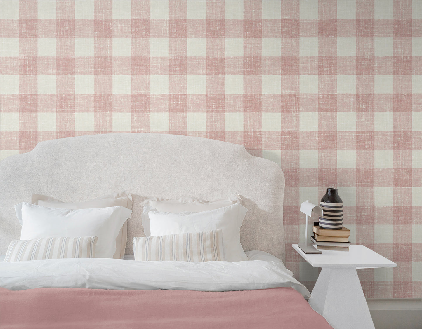 Seabrook Designs French Country Bebe Gingham Plaid Country Pink Matte - FC62301