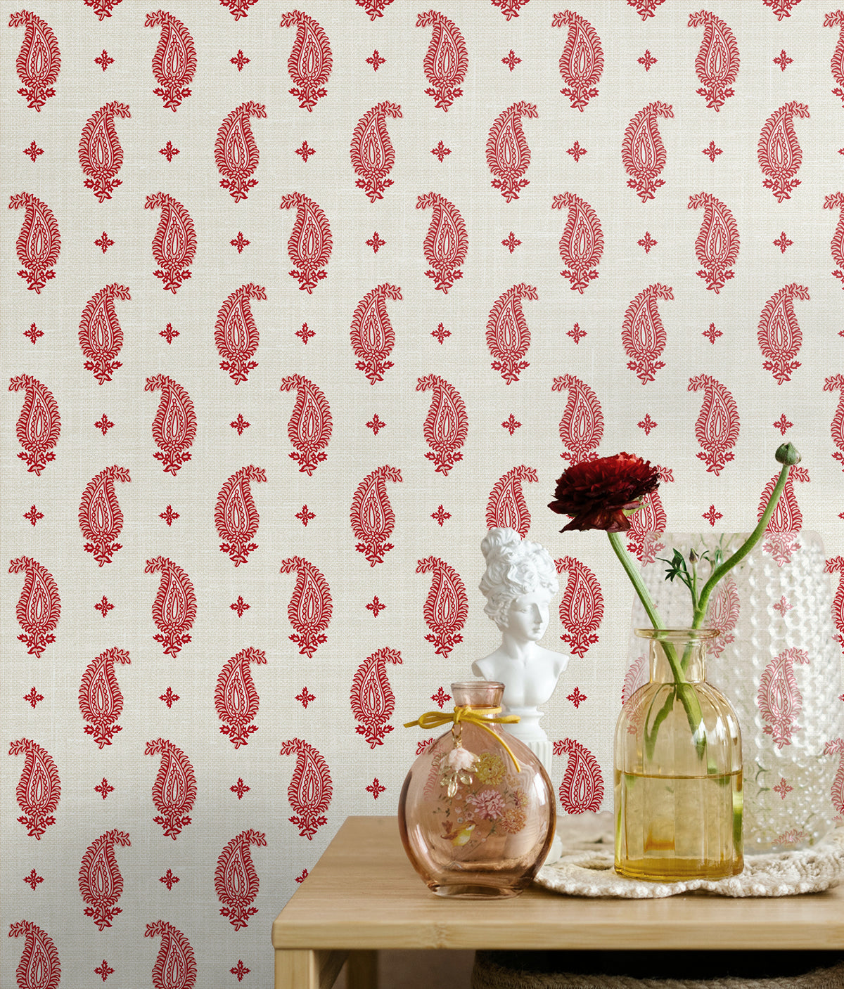 Seabrook Designs French Country Maia Paisley Botanical Country Red Matte - FC62401