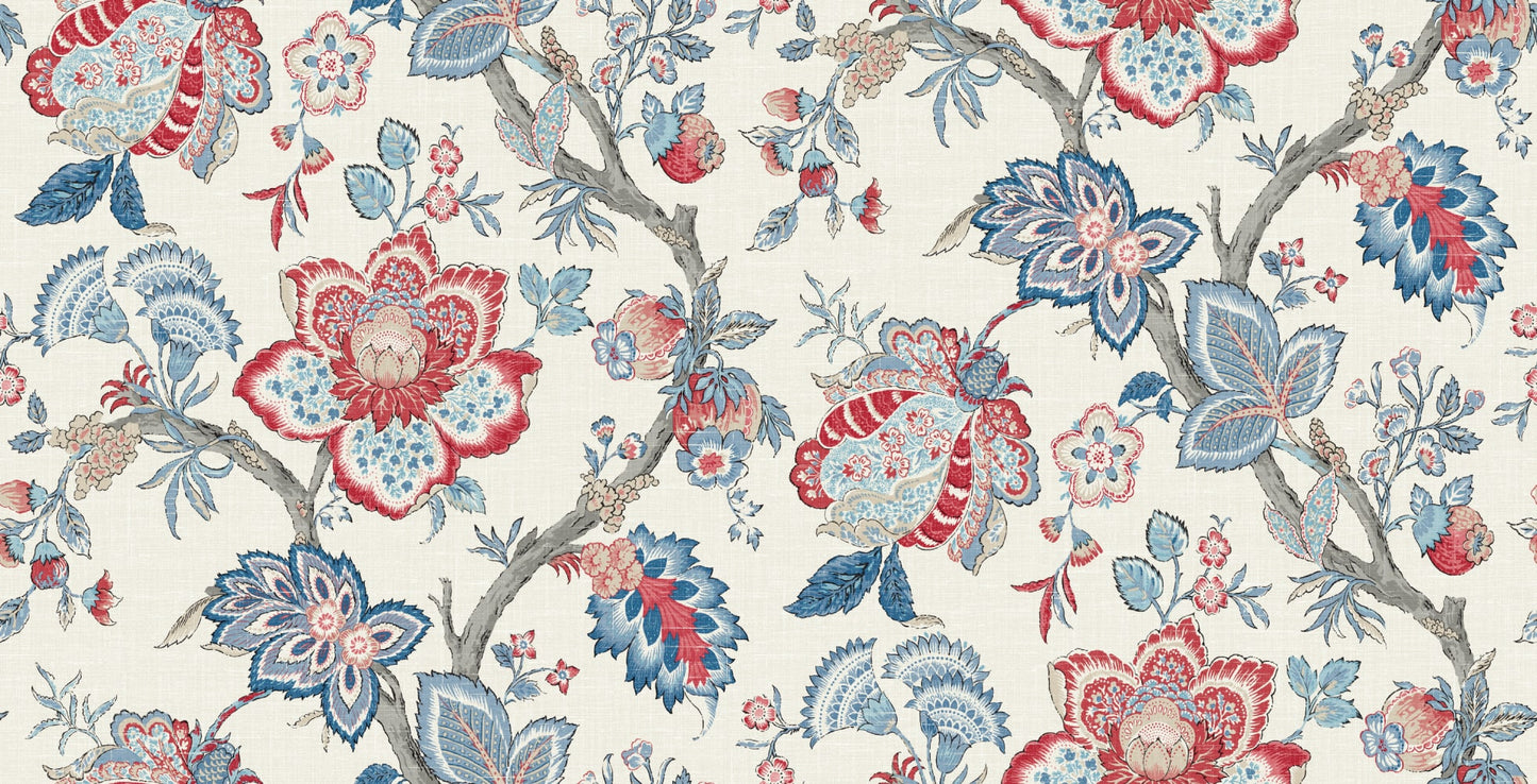 Seabrook Designs French Country Bernadette Linen Fabric Floral Country Multi Matte Fabric - FC62601F