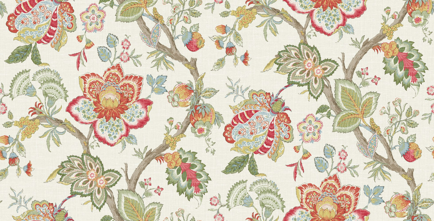 Seabrook Designs French Country Bernadette Linen Fabric Floral Country Multi Matte Fabric - FC62604F