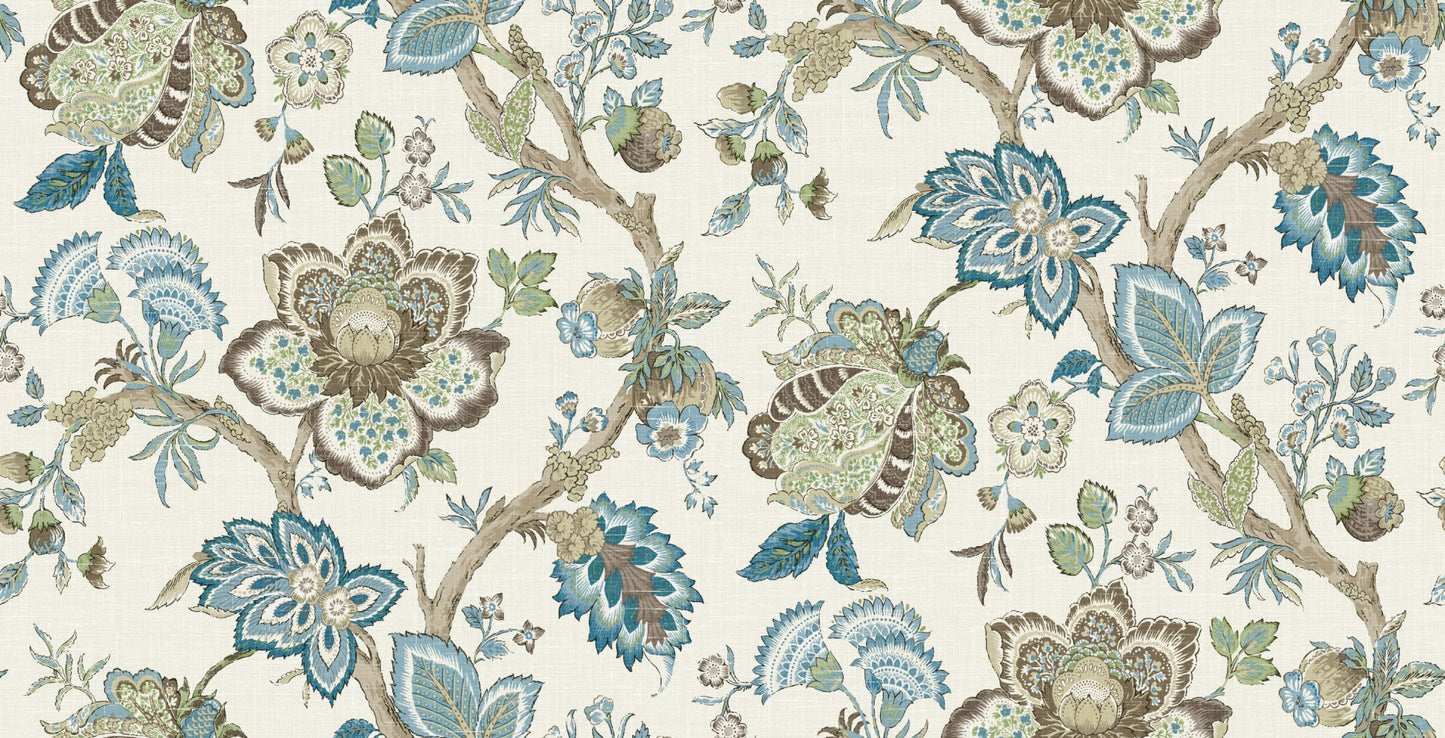 Seabrook Designs French Country Bernadette Linen Fabric Floral Country Multi Matte Fabric - FC62606F