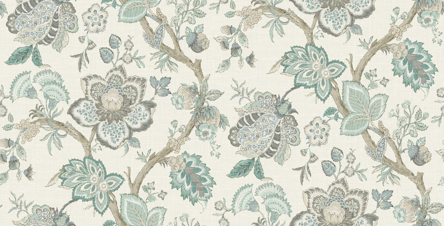 Seabrook Designs French Country Bernadette Linen Fabric Floral Country Multi Matte Fabric - FC62608F