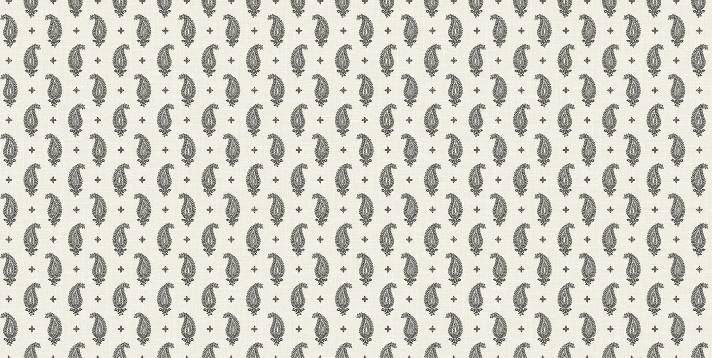 Seabrook Designs French Country Maia Linen Fabric Botanical Country Black Matte Fabric - FC62700F