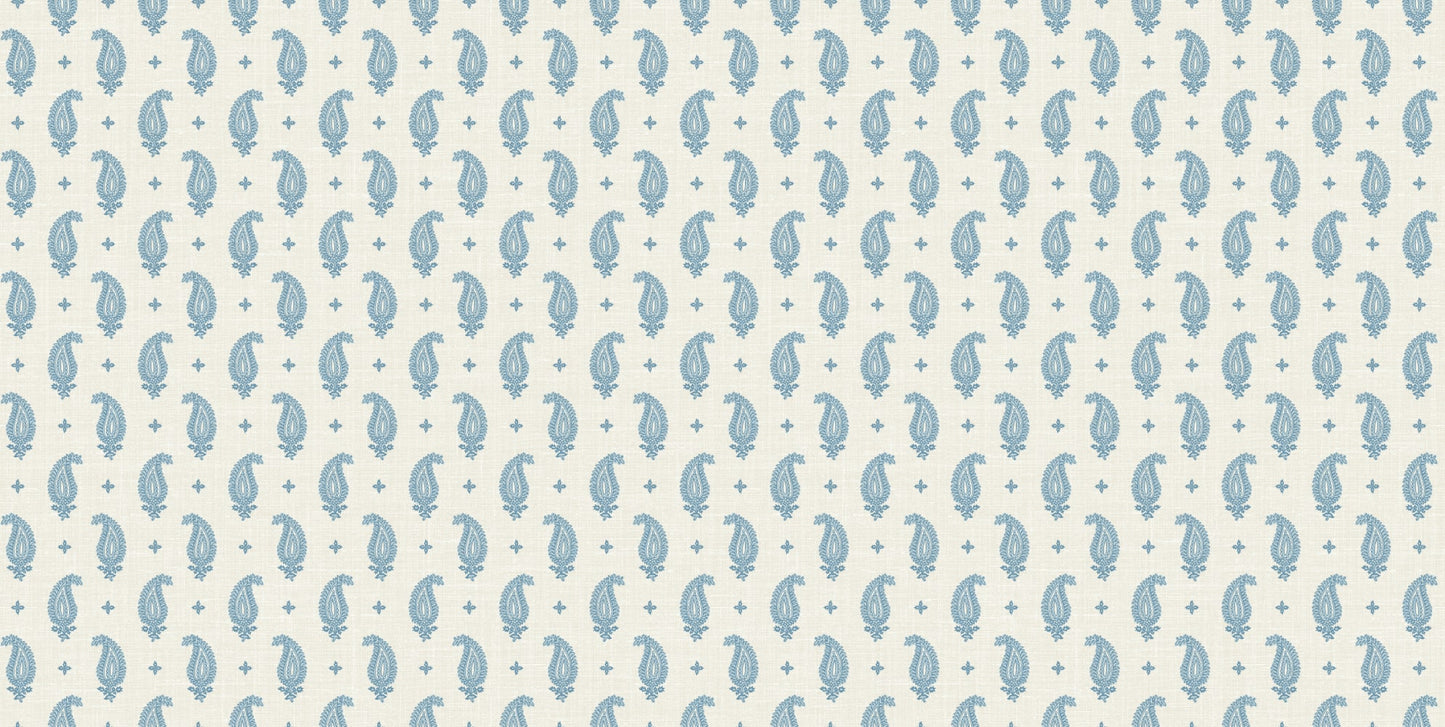 Seabrook Designs French Country Maia Linen Fabric Botanical Country Blue Matte Fabric - FC62702F